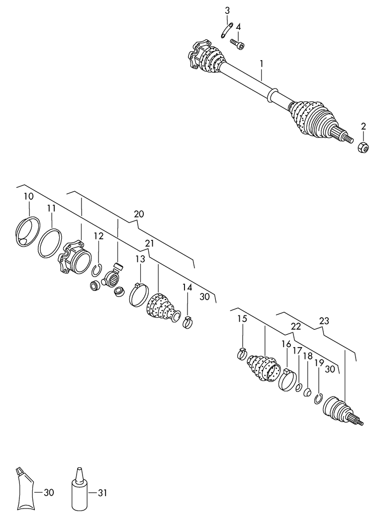 407-030 VW Polo 6N 2000>2002 drive shaft for 4-speed automatic gearbox for vehicles with air condit. 	AHW,AKK,AKP, APE,AUA,AUD