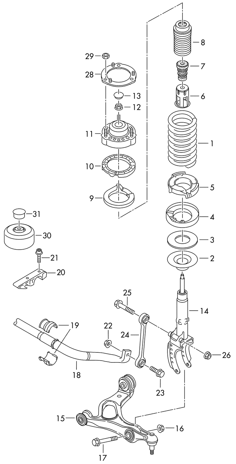 411-000 Touareg 2011>2015 coil spring anti-roll bar shock absorbers 	PR-1BA,1BB, 1BE,1BW