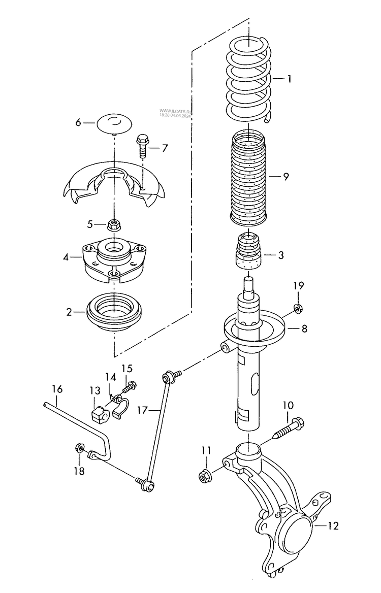 411-010 Tiguan Front suspension shock absorbers for vehicles with electroni- cally regulated shock absorber