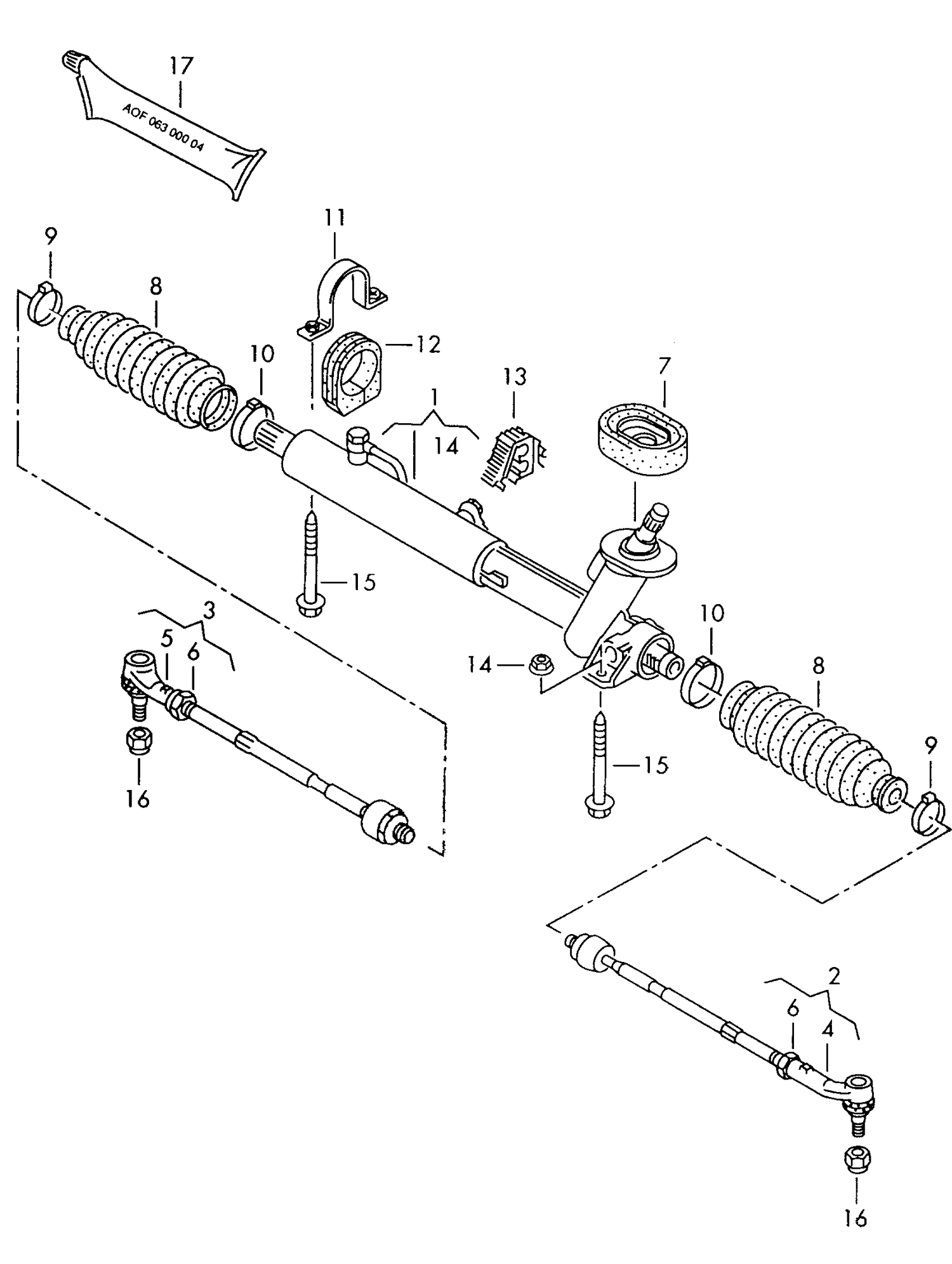422-040 VW Polo 6N 2000>2002 steering gear track rod for models with power steering 	AEF,AGD,AKK, AKP,AKU,ALD, ASX,AUC,AUD+ PR-1N1,1N5