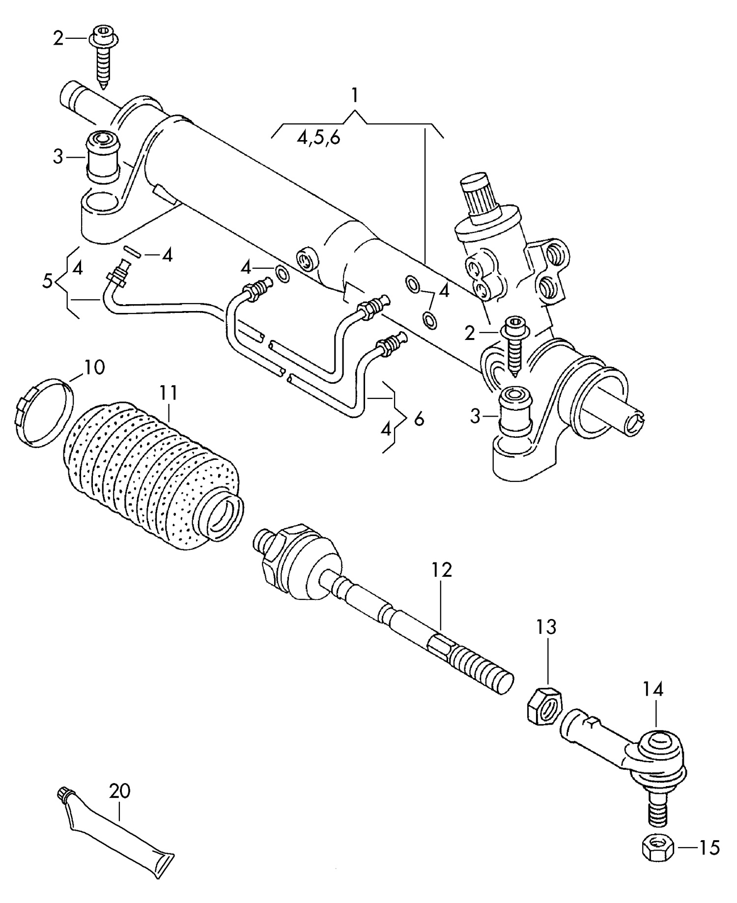 422-040 T4 steering gear, track rod, track rod end