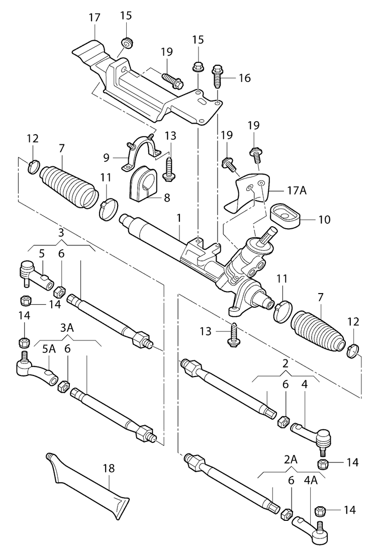 422-040 Golf mk4 (1J) steering rack, track rod/ends  fr.wheel drive