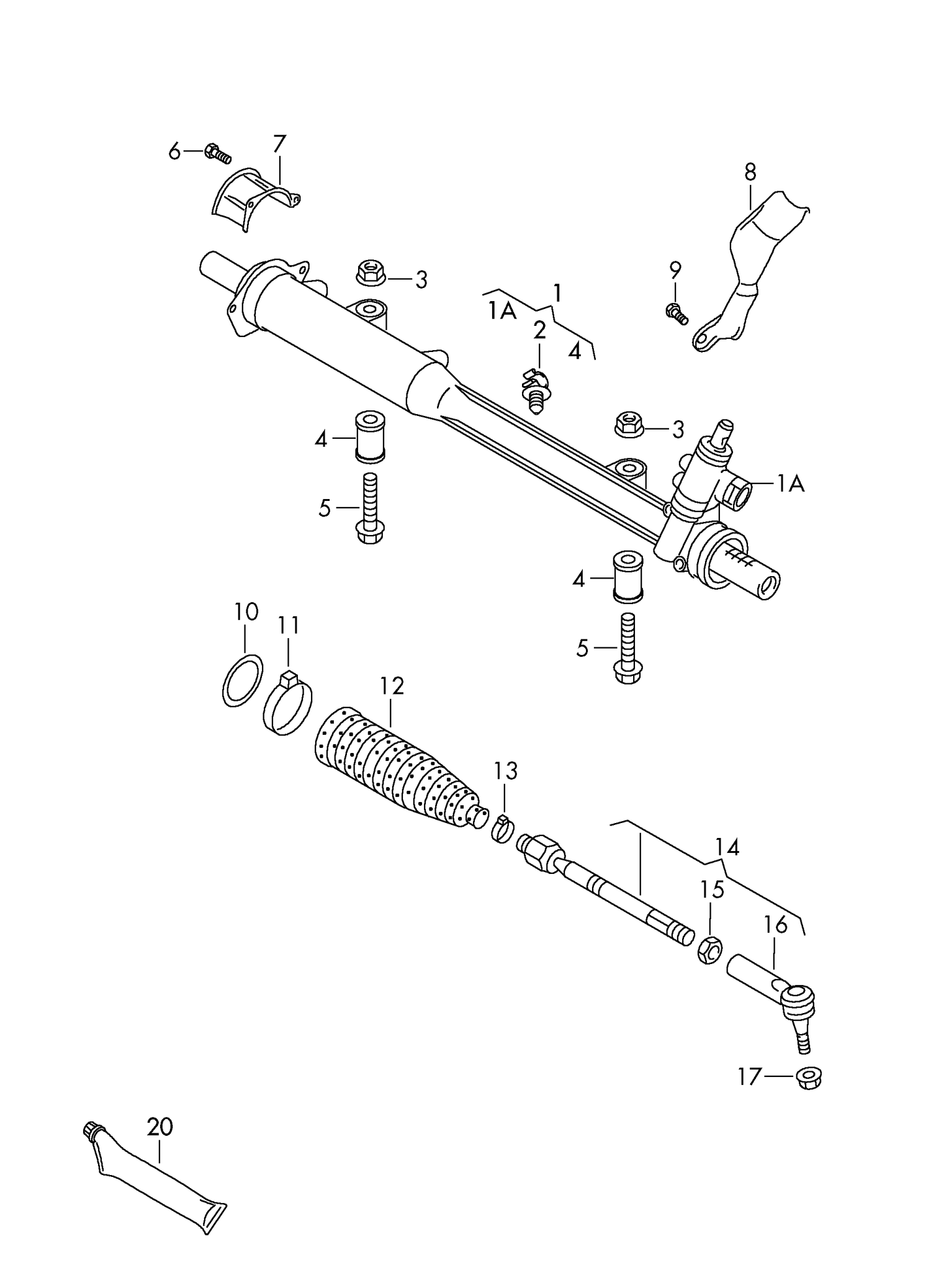 422-045 Touareg 7L steering gear track rod for vehicles with servotronic PR-1N3