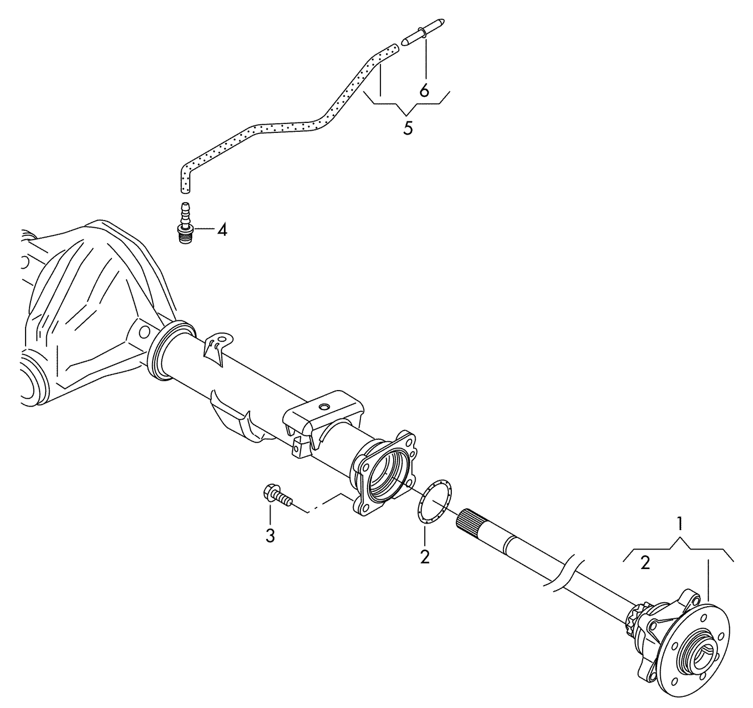 501-010 Amarok 2010>2017 rear axle shaft with bearing