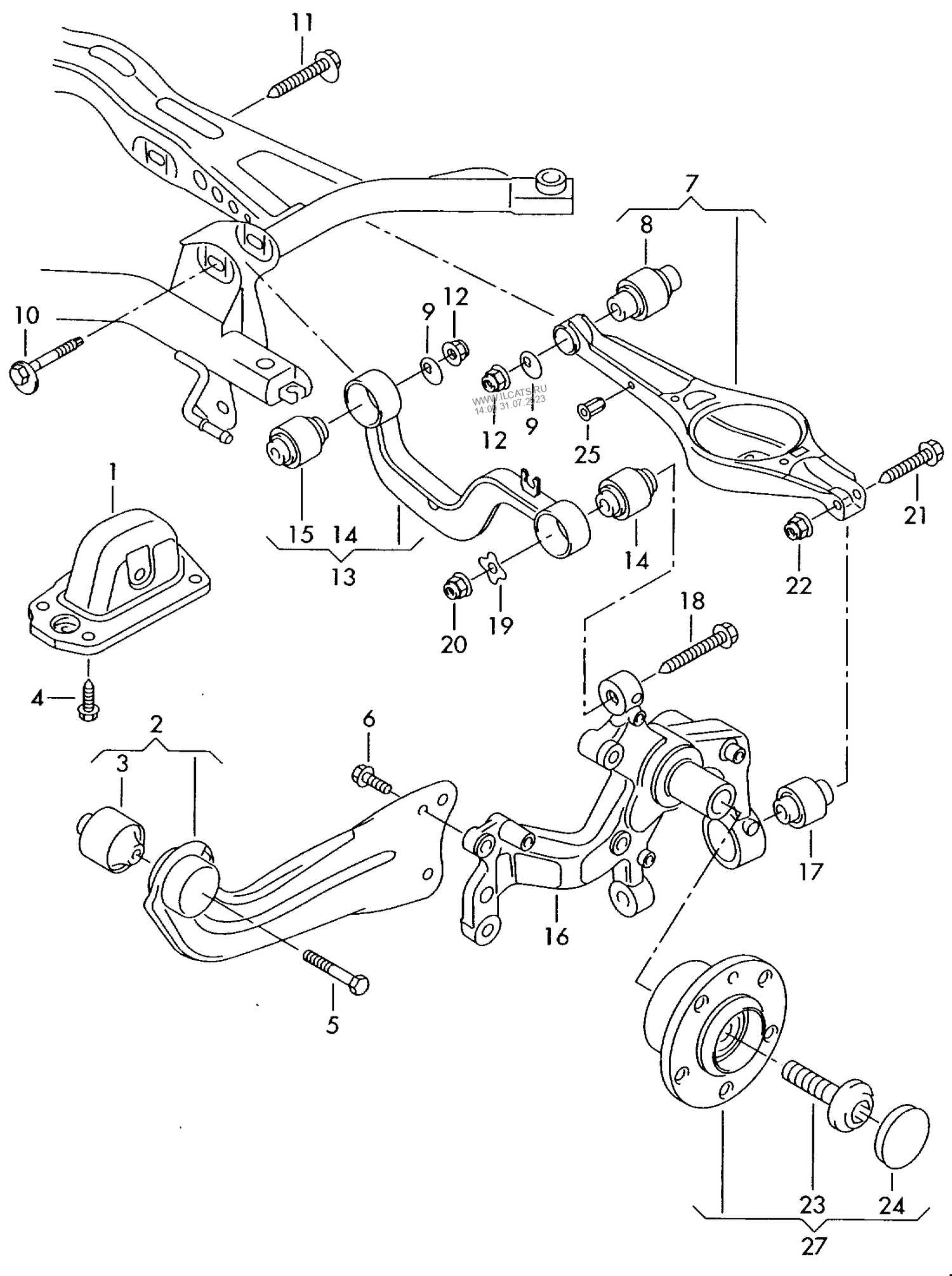 505-005 VW Jetta mk3 Rear wishbone axle guide wheel bearing housing