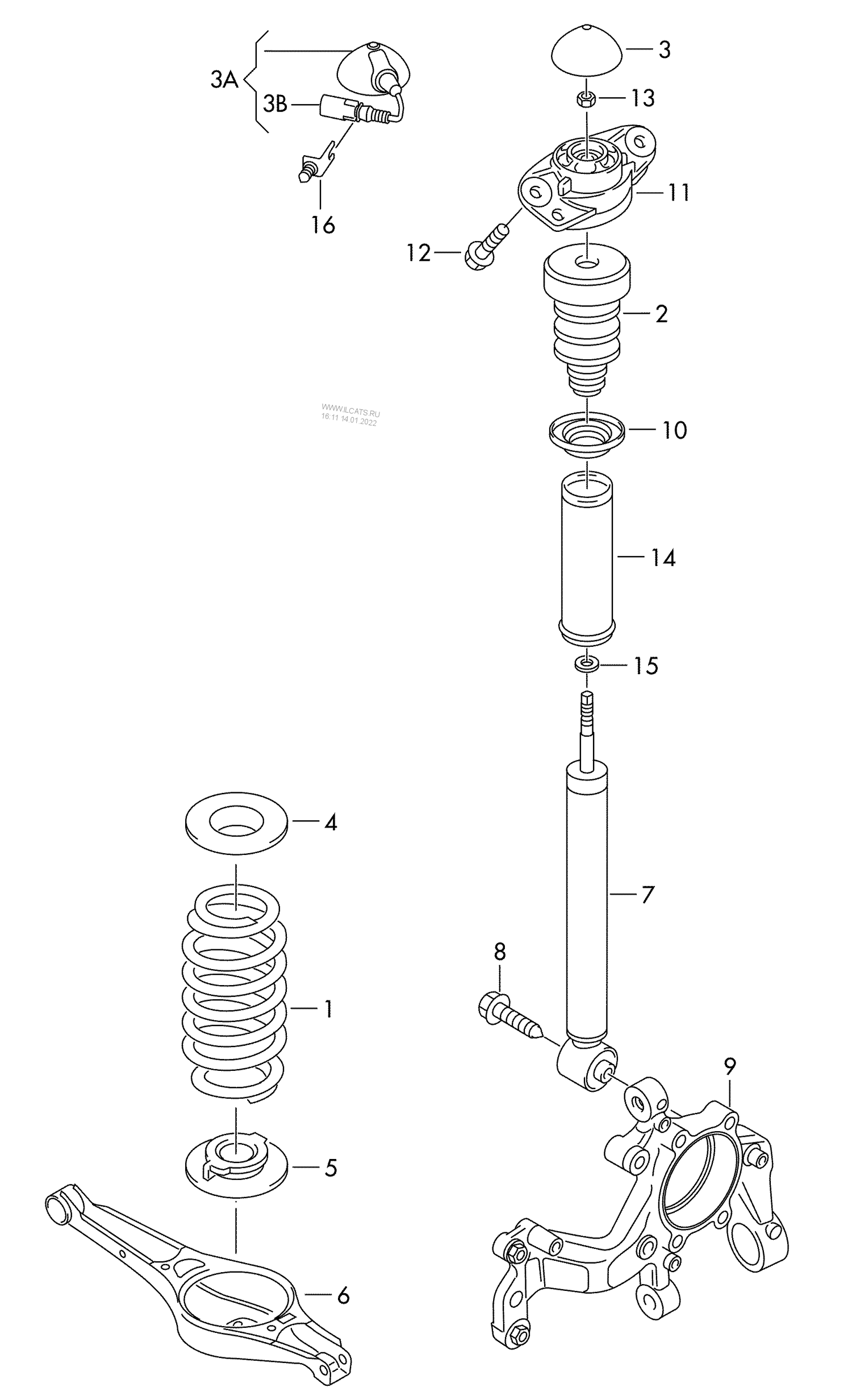 511-020 A3Q 8P suspension shock absorbers F >> 8P-6A112 109 * F >> 8P-6B013 066 * quattro rear
