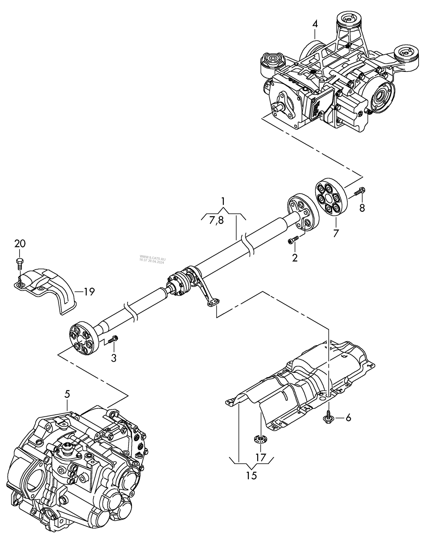 521-010 Tiguan 2008>2011 Rear Propshaft 4motion+ BWK,CAWB, CAWA,CBAA, CBAB,CBBB, CBBA,CAVA, CCTA,CCZC, CCZA,CFFA, CFFB,CFGB, CLJA