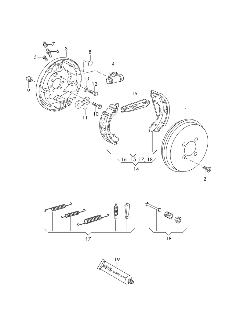 609-020 VW Polo 6N 2000>2002 Rear drum brake/Shoes 	PR-1KH,1KM