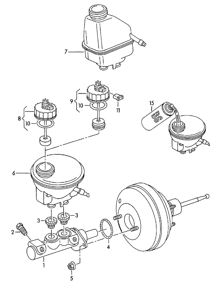 611-010 VW Polo 6N 2000>2002 brake master cylinder reservoir brake fluid