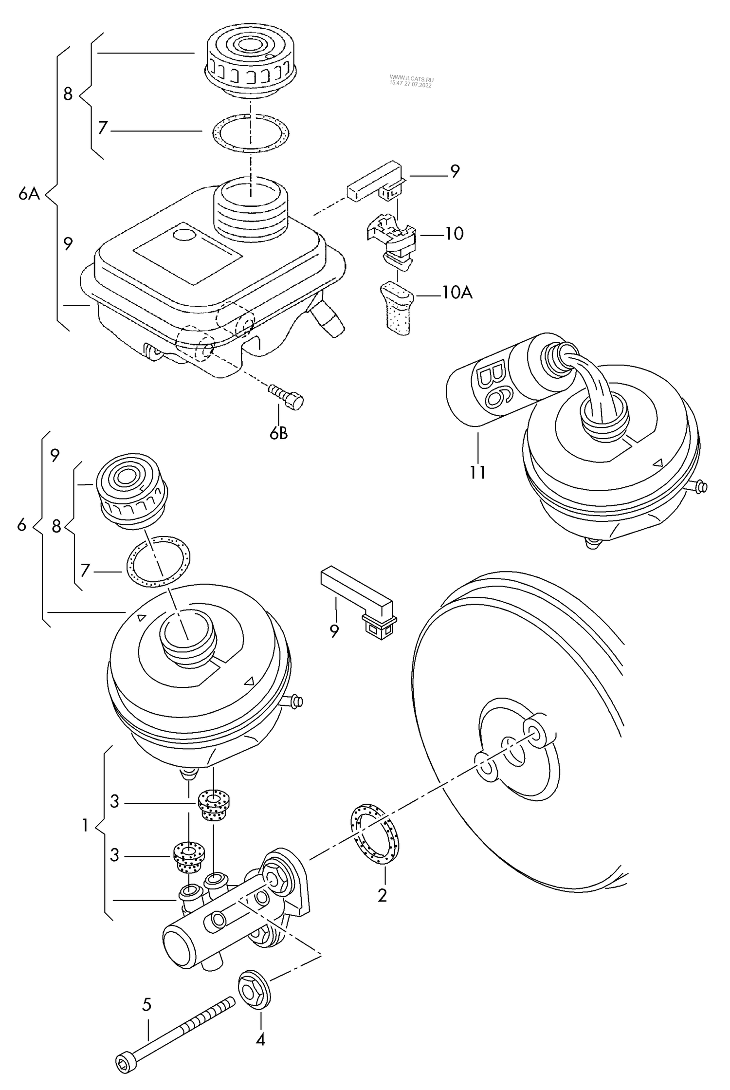 611-010 A6 4B tandem brake master cylinder reservoir LUCAS