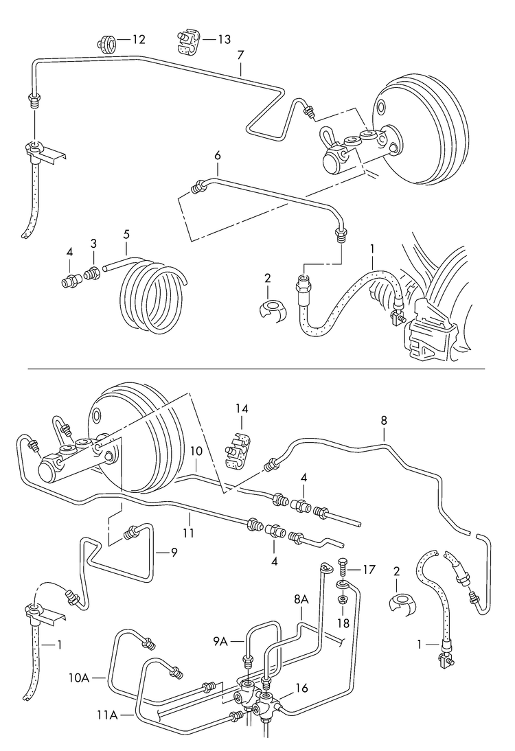 611-020 VW Polo 6N 2000>2002 Front brake pipe brake hose