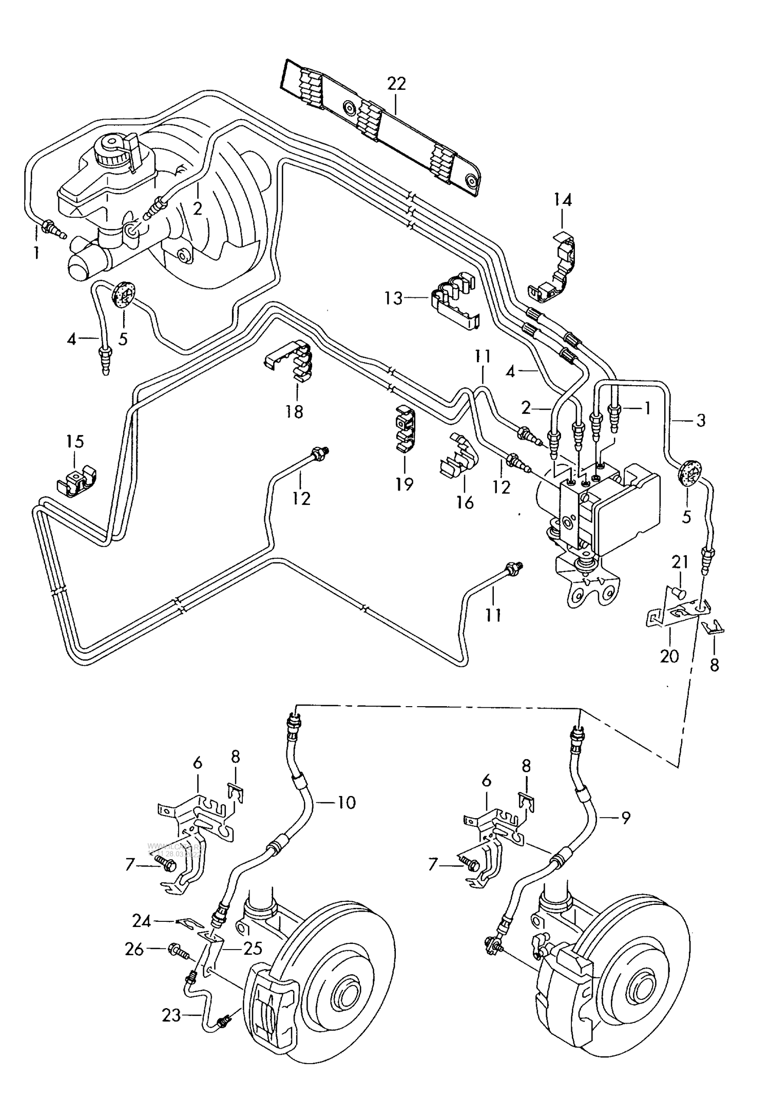 611-020 Touareg 7L Front brake pipe brake hose