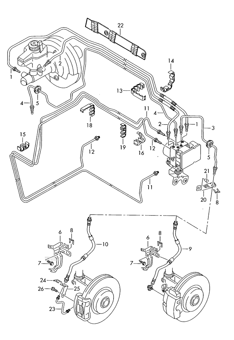 611-020 Touareg 7L Front brake pipe brake hose