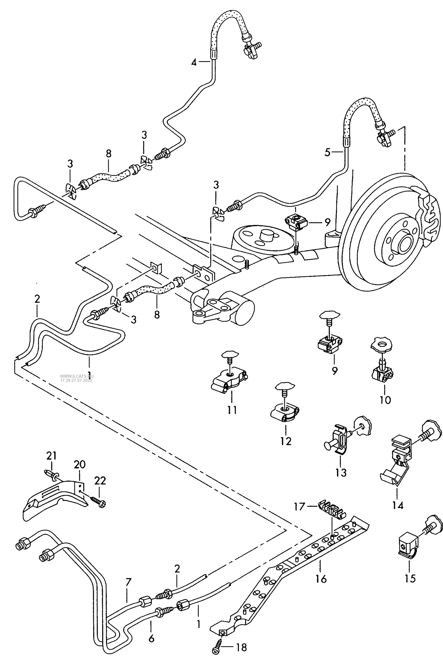 611-030 A6 4B Rear brake pipe brake hose