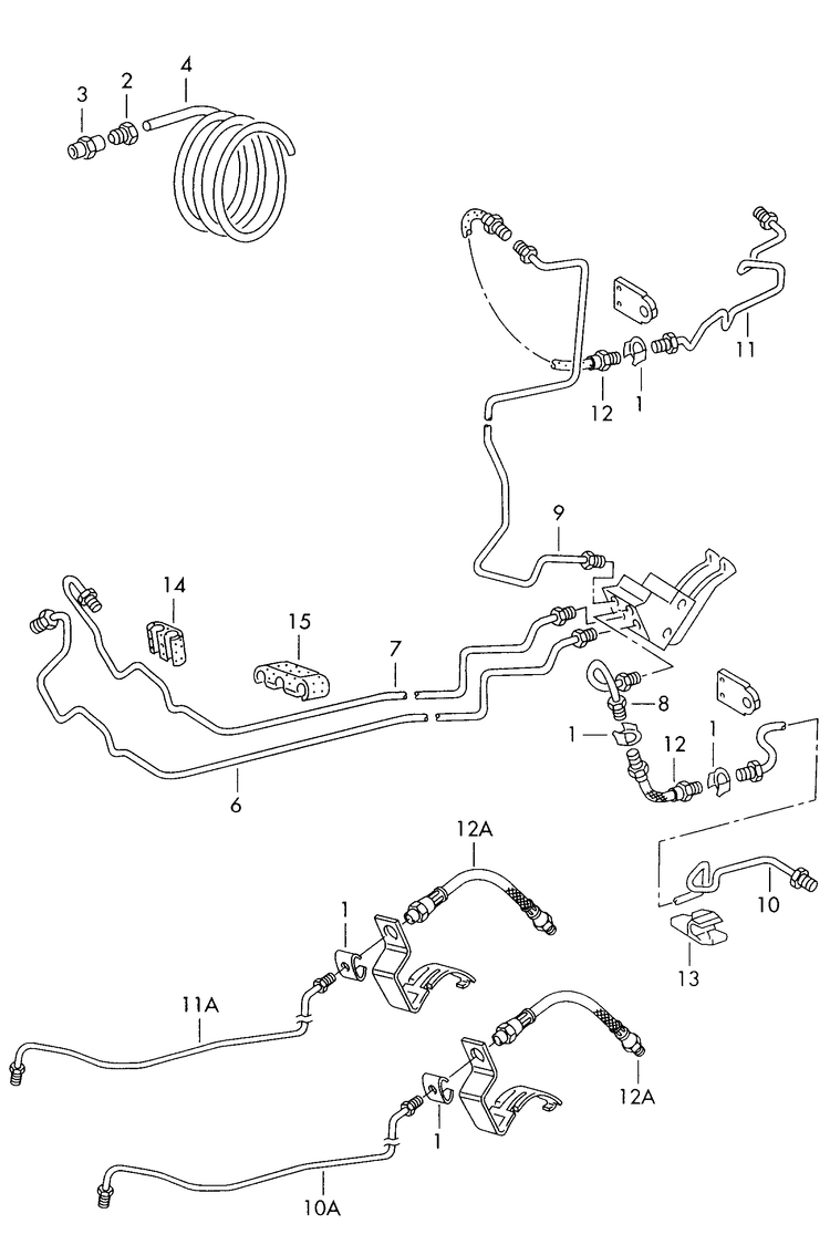 611-030 VW Polo 6N 2000>2002 Rear brake pipe brake hose