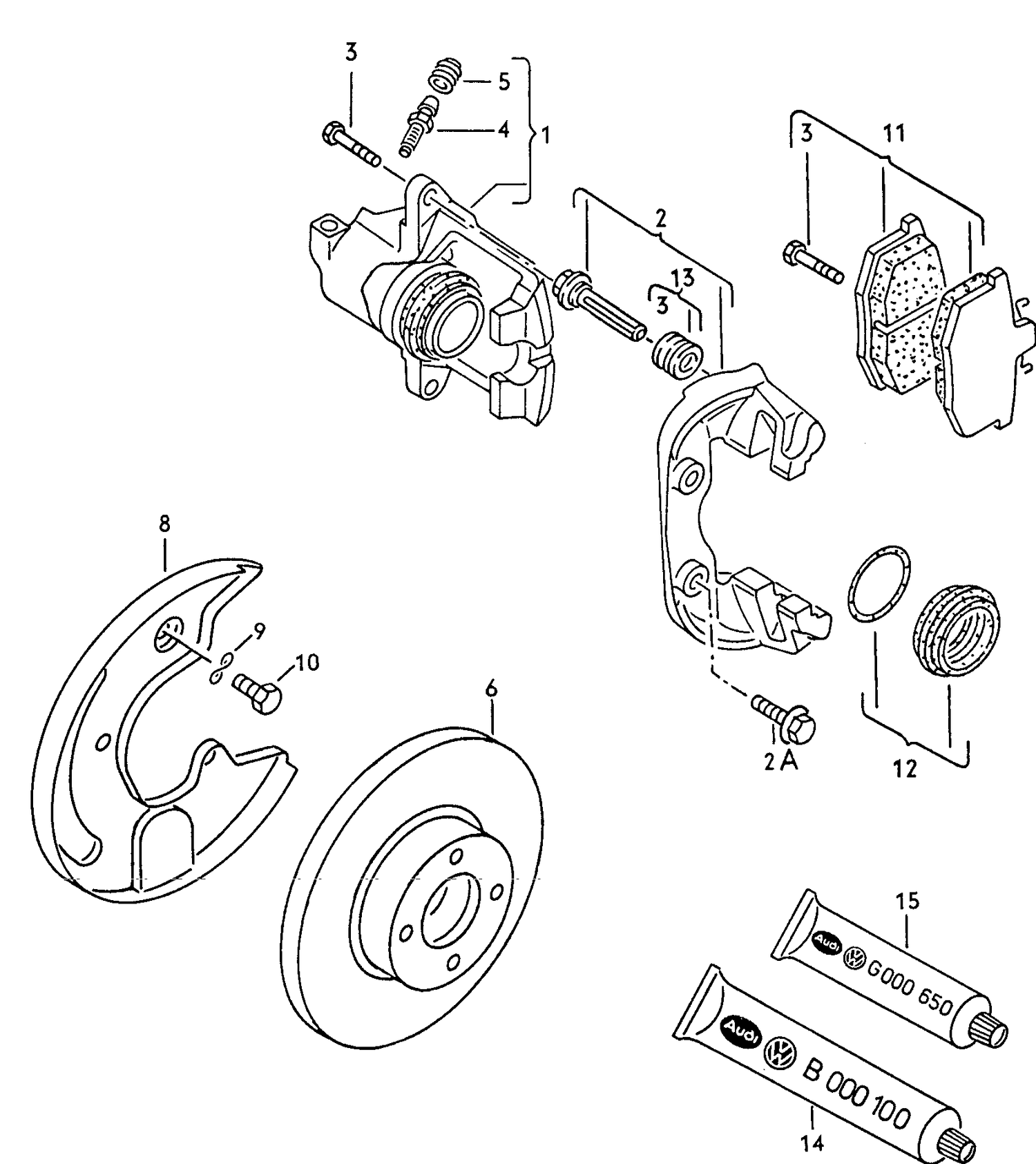 615-020 G3 Front disc brake with caliper mark ii brake disc D - 01.06.1995>>* 1Z CL,GL:AEK  ADZ automatic+ AAM,ADZ CL,GL:AEK