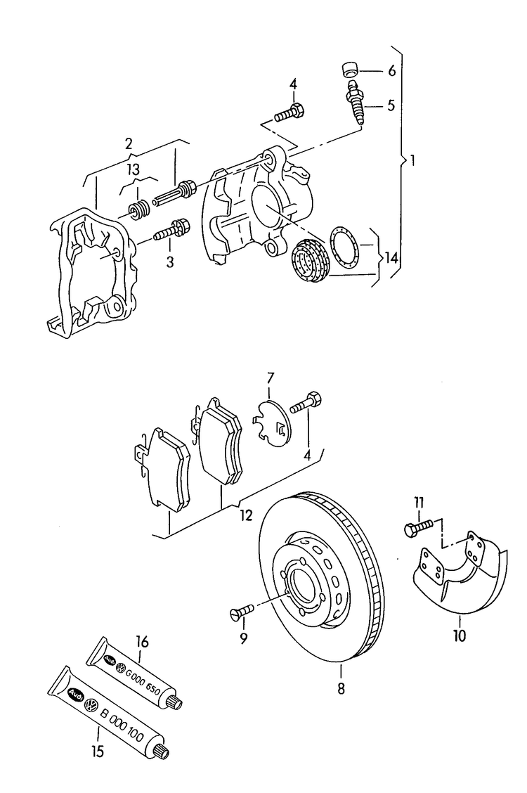 615-025 G3 Front floating caliper brake brake caliper housing brake carrier with pad retaining pin brake disc (vented) F 1H-SP246 941>> 	2E,ADY,AEP  GT:ABS,ADZ, AEK,1Z "J..":2E,ADY ecomatic: 1Y