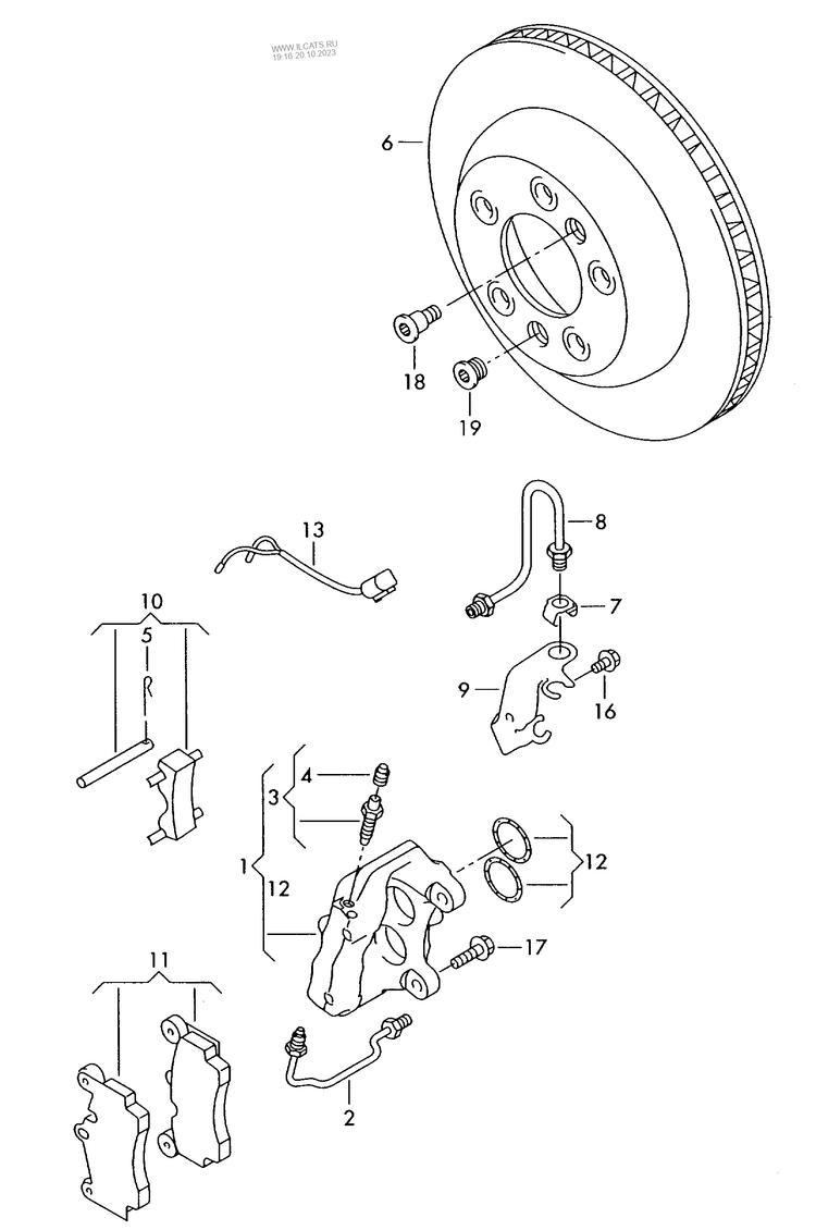 615-070 Touareg 7L Rear disc brake & pads PR-1KF,2EE 330X28mm