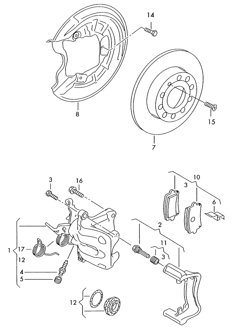 615-070 A4 8K floating caliper brake brake caliper housing brake carrier with pad retaining pin brake disc (vented) S4+PR-1KE TRW-GIRLING rear 330X22MM 5/112