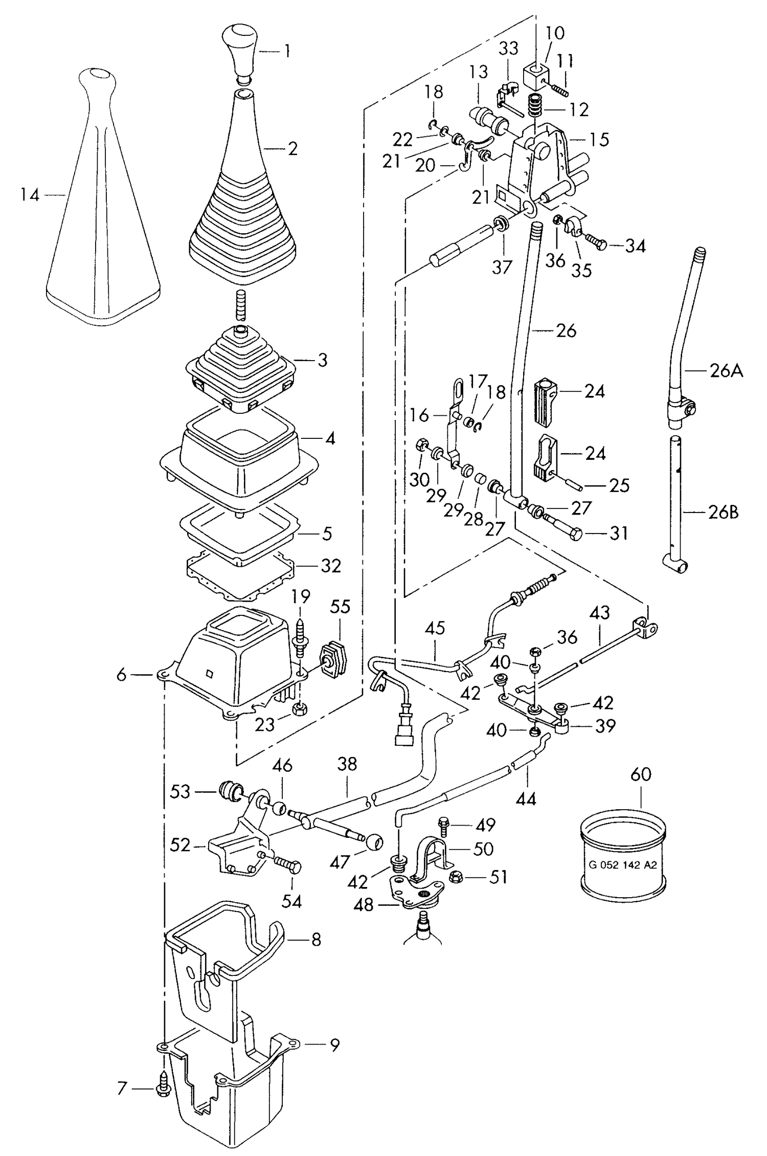 711-040 T4 7D >2000 selector mechanism F >> 70-Y-023 420 manual gearbox diesel eng.+ AJT,AYY,ACV, AYC,AUF,AHY, AXG; 6-cylinder+ AES 'Please select parts from links below-prices will update'