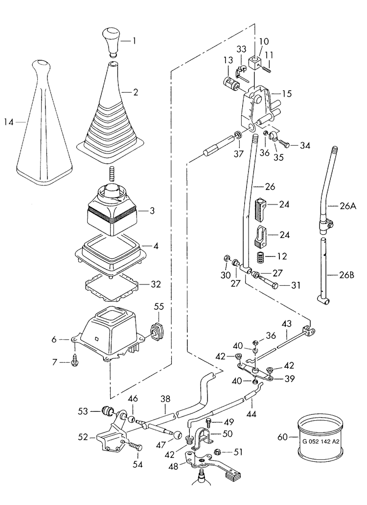 711-045 T4 7D 2000> selector mechanism F 70-Y-023 421>> 	 manual gearbox+ diesel eng./ AJT,AYY,ACV, AYC,AUF,AHY, AXG 6-cylinder+ AES 'Please select parts from links below-prices will update'
