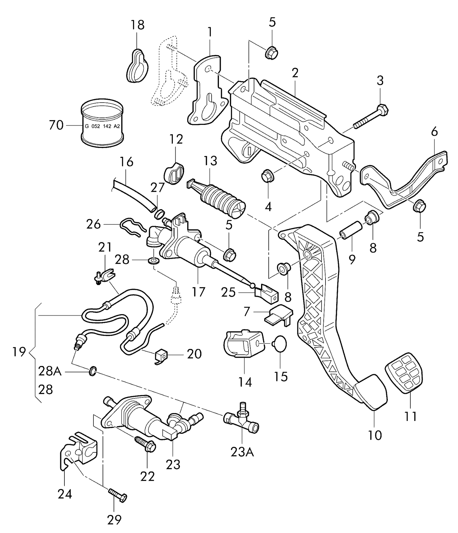 721-025 Golf mk4/Bora/A3  clutch pedal mechanism