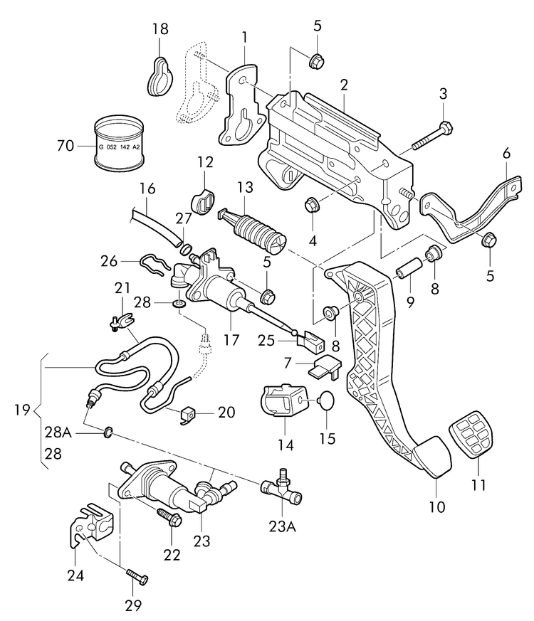 721-025 Golf mk4/Bora/A3  clutch pedal mechanism