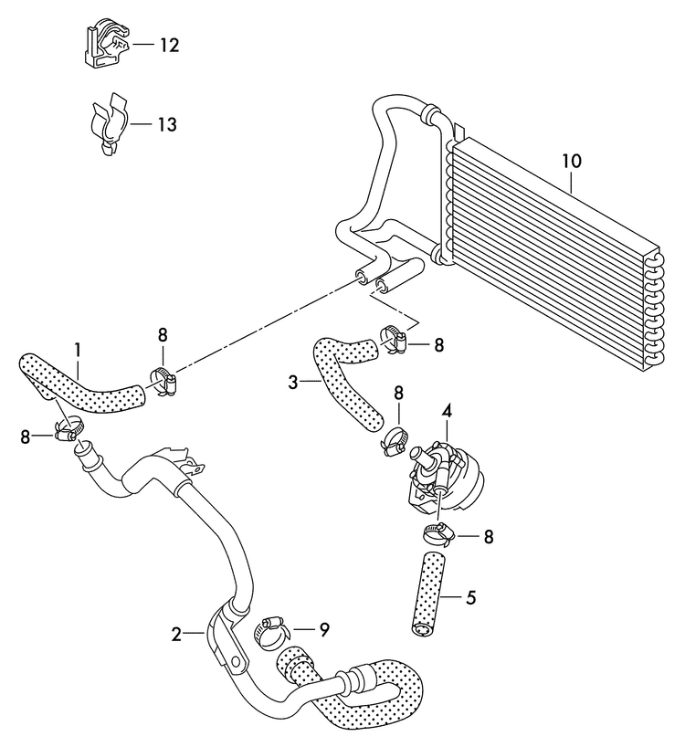 819-055 Crafter 2006>2017 Coolant hoses & Pump (P261A00)