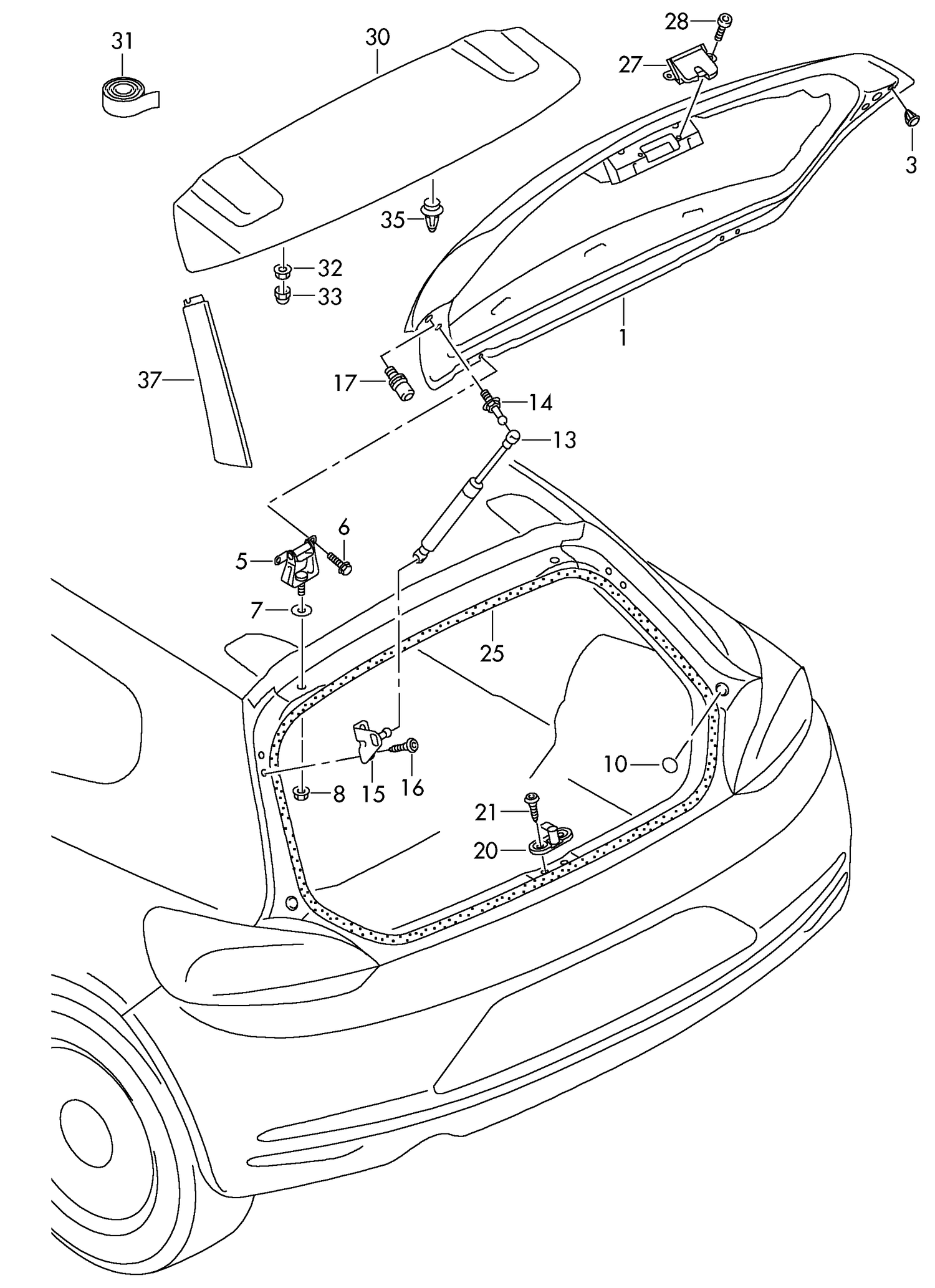 827-000 Scirocco 2009>2014 rear lid/Lock