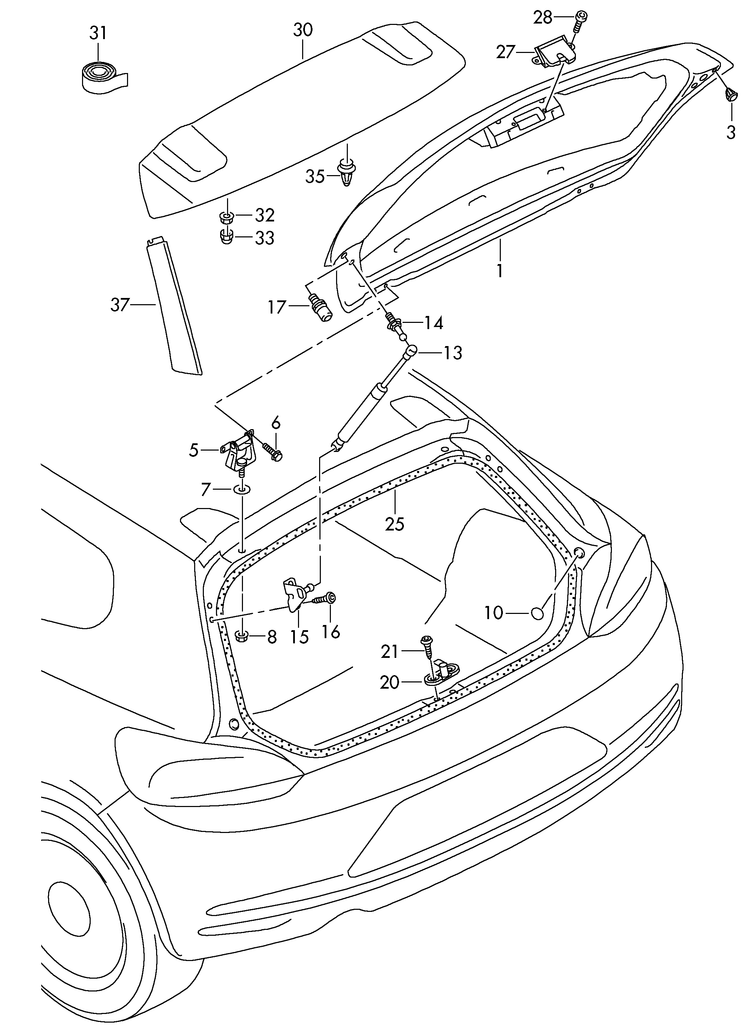 827-000 Scirocco 2009>2014 rear lid/Lock
