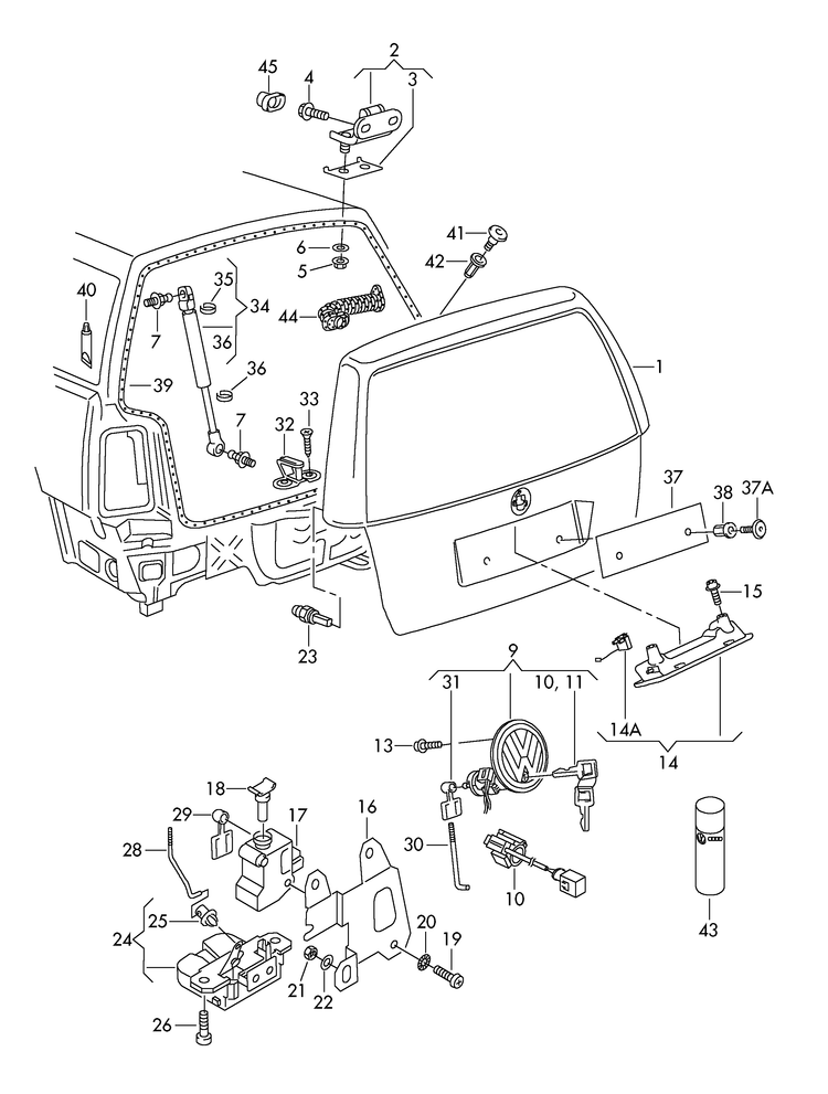 827-030 Tailgate/Latch/Lock/Struts Golf mk4 estate models only!