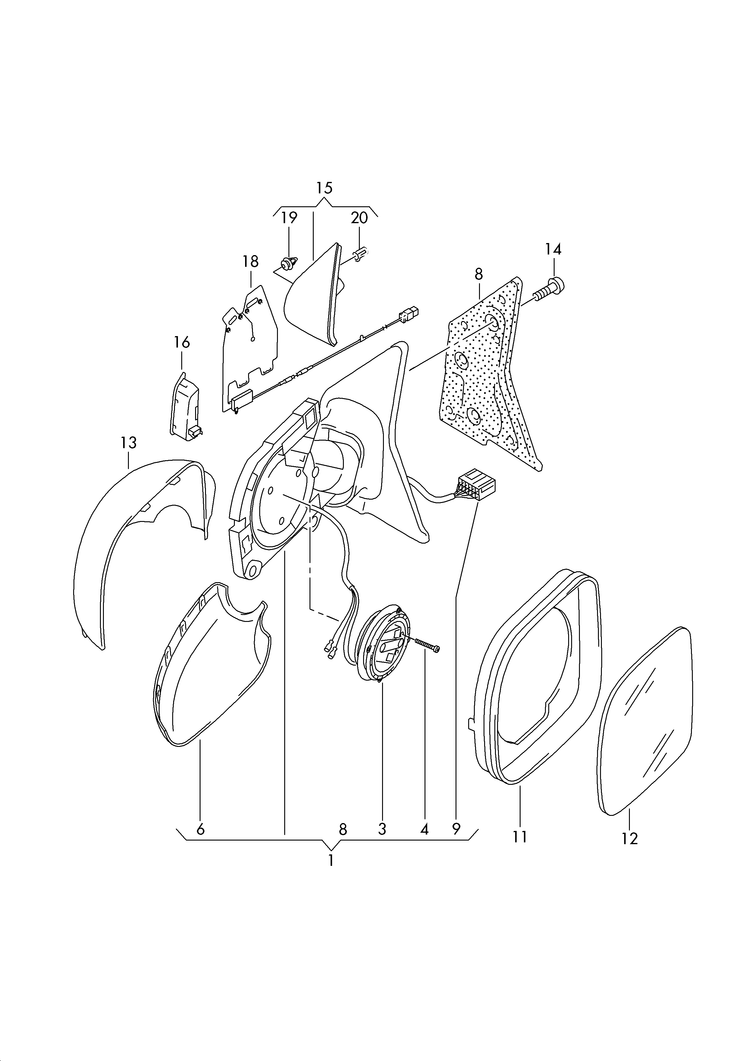 857-040 T6 Transporter 2016>2019 Door mirror & parts