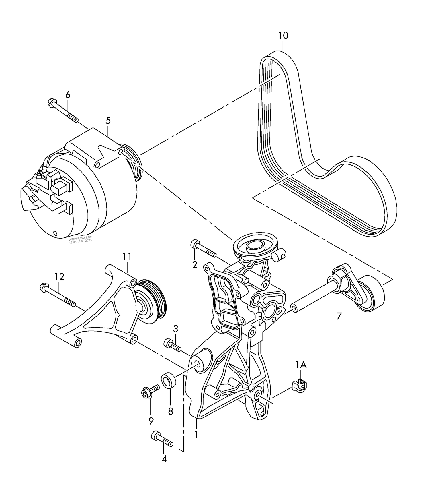 903-030 Tiguan connecting and mounting parts for alternator poly-v-belt CAWB,CAWA, CCTA, CCZC,CCZA 2.0 ltr.