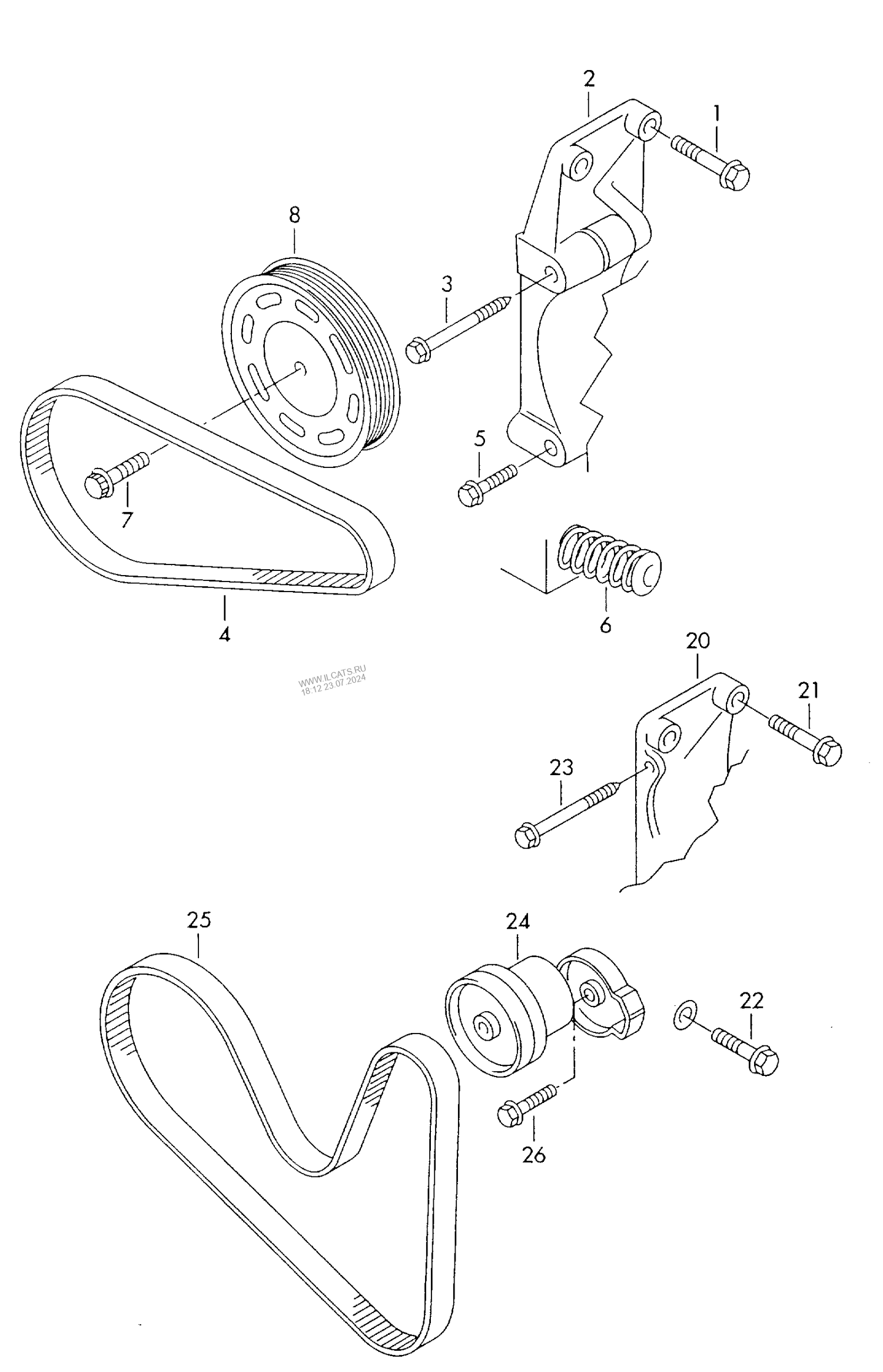 903-040 Audi A2 1.4 Petrol connecting and mounting parts for alternator