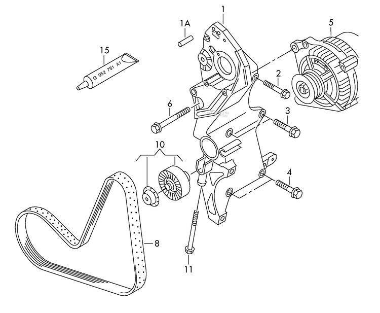 903-060 Tiguan Ribbed belt tensioner & ribbed belt CFFA,CFFB, CFFD,CFFG, CLJA 2.0 ltr.