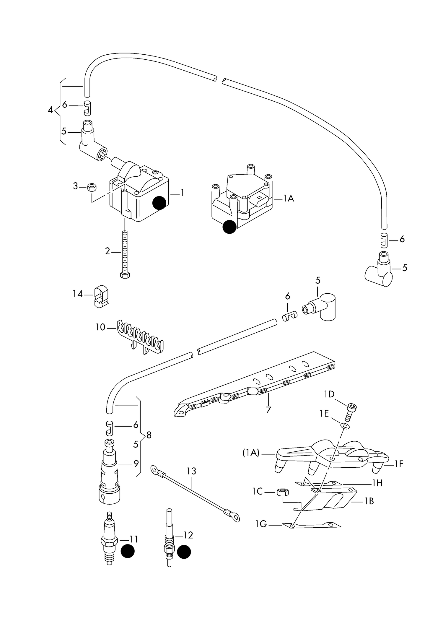 905-000 Audi A2 2000>2005 1.4/1.4D ignition transformer spark plug ignition lead glow plug 	petr. engine   diesel eng.  ‘Please select parts from links below, prices will update’