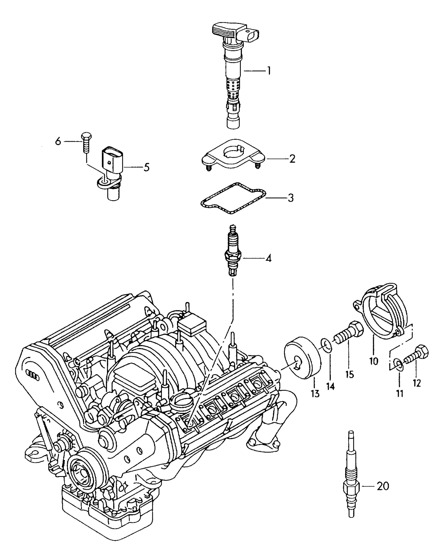 905-050 Touareg 7L ignition coil spark plug hall sensor glow plug BHK,BLE,BKS BJN,BPD,BPE, BUN,CBWA, CASA,CASB, CASC,CFRA, CATA