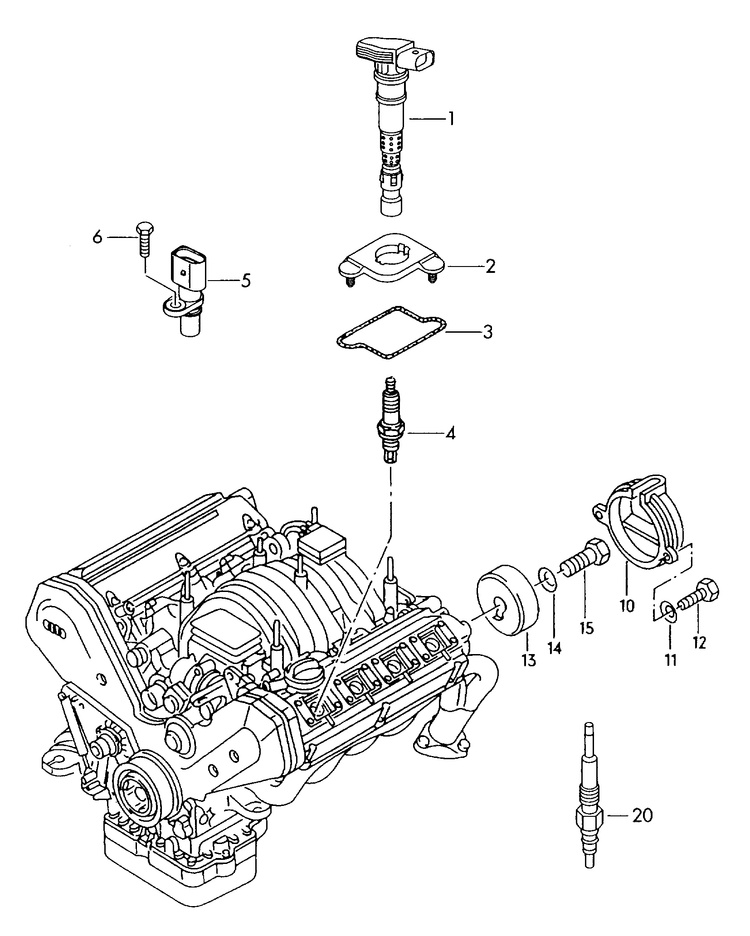 905-050 Touareg 7L ignition coil spark plug hall sensor glow plug BHK,BLE,BKS BJN,BPD,BPE, BUN,CBWA, CASA,CASB, CASC,CFRA, CATA