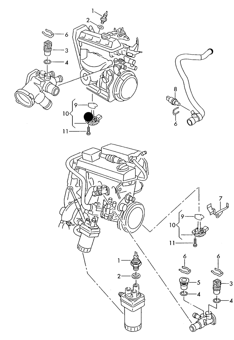 919-040 Audi A2 2000>2005 switches and senders on engine and gearbox, petrol eng.+ AUA,BBY,BAD/ diesel eng.+ ANY,AMF,BHC, ATL ‘Please select parts from links below, prices will update’