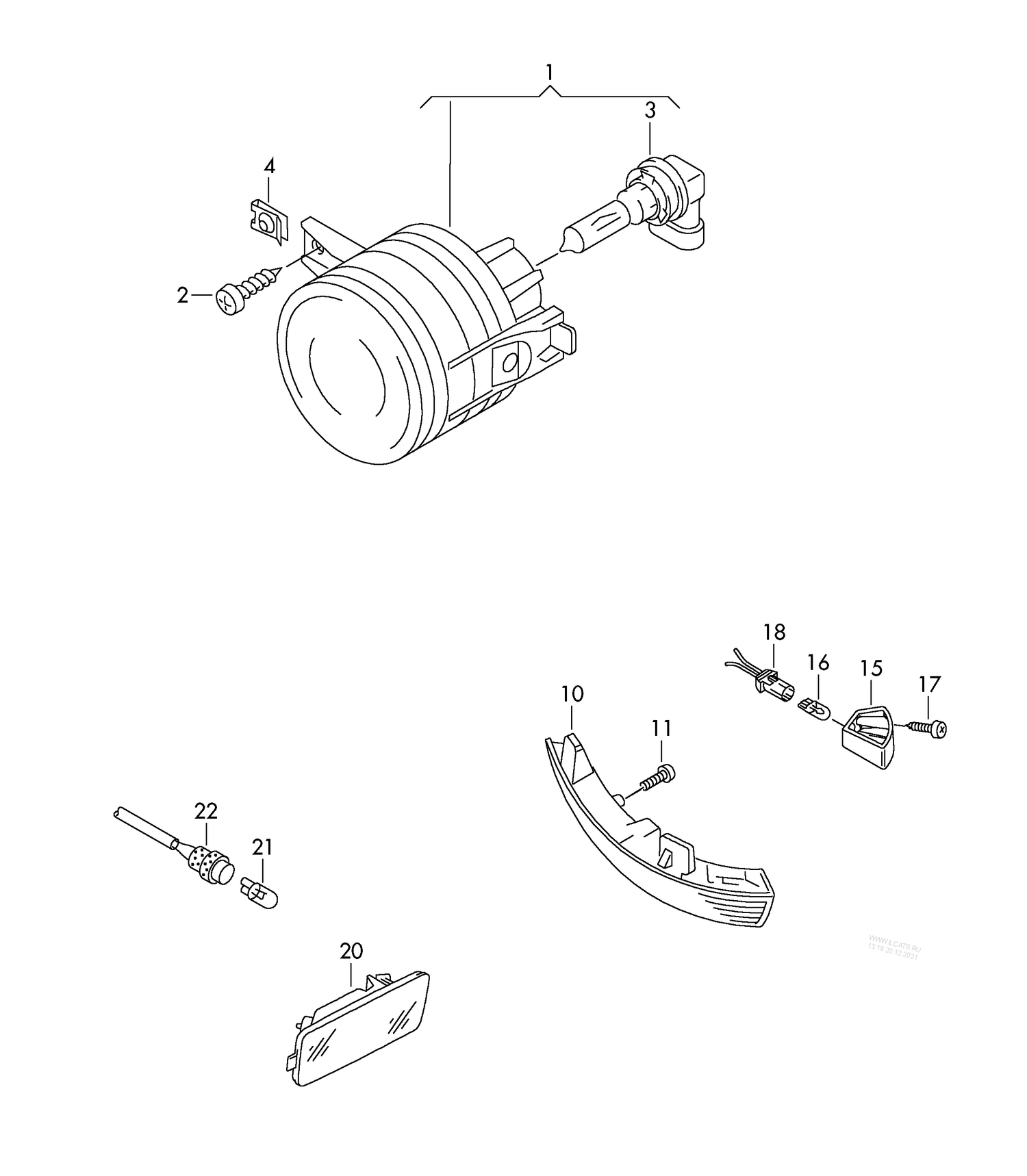 941-040 Golf MK halogen fog lamp / turn signal indicator side / peripheral light side