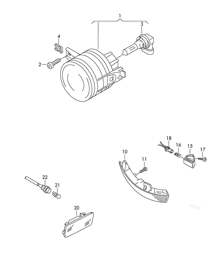 941-040 Golf MK halogen fog lamp / turn signal indicator side / peripheral light side