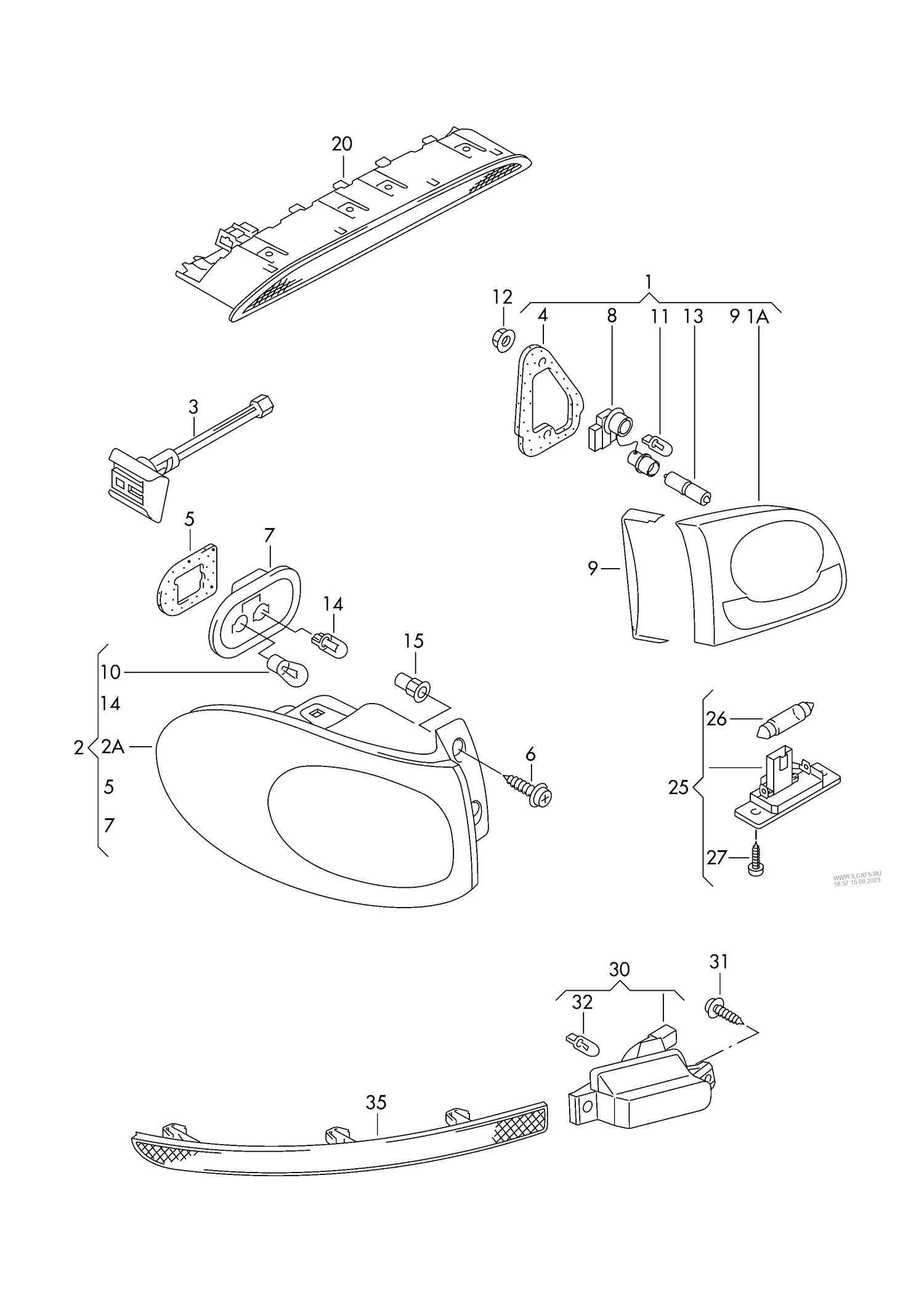 945-000 Tiguan tail light / bulbs