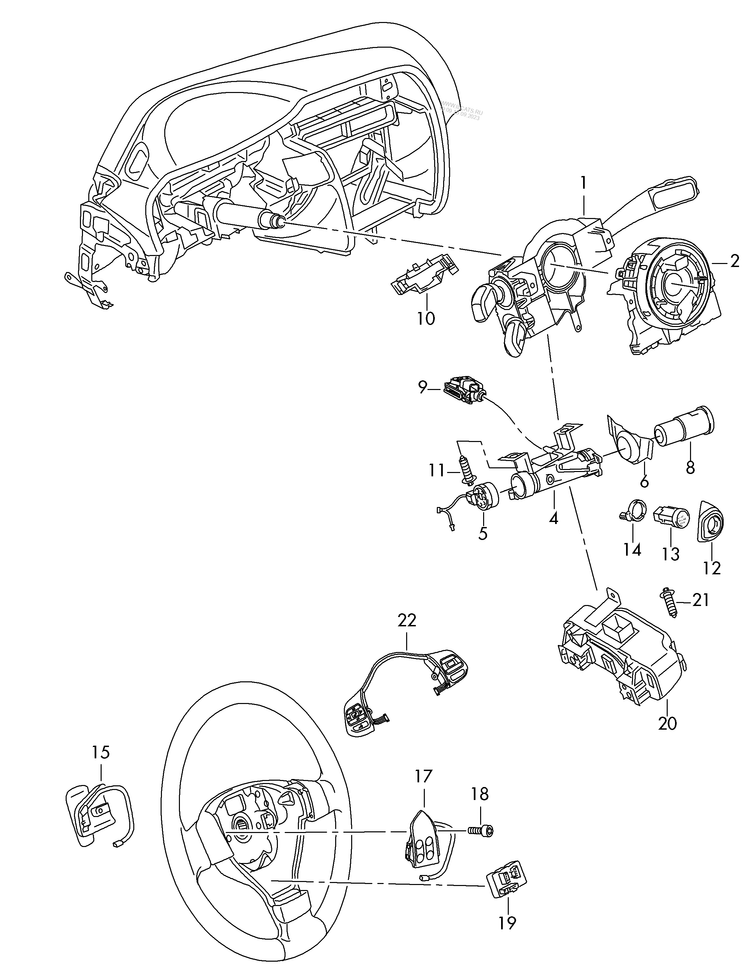 953-055 Tiguan steering col. combi switch D - 31.05.2010>>