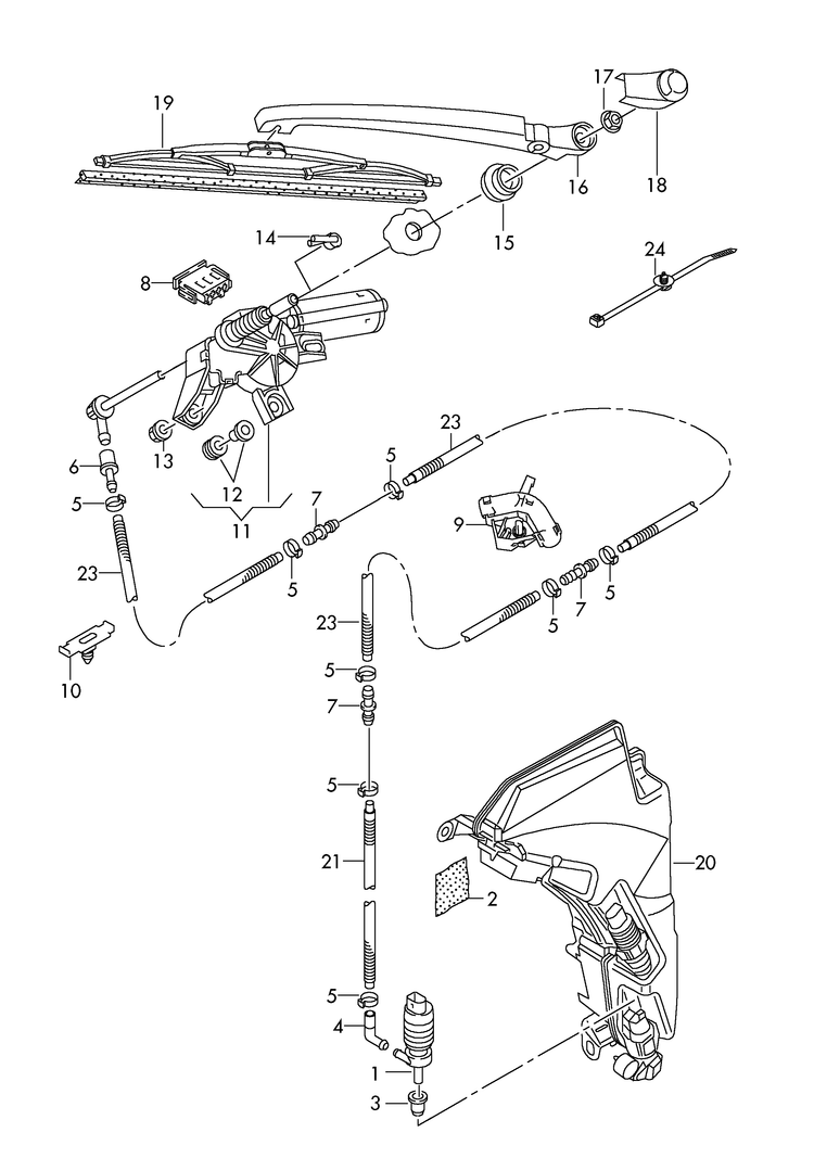 955-020 Audi A4 8K 2008>2016 Rear wiper arm / blade / motor