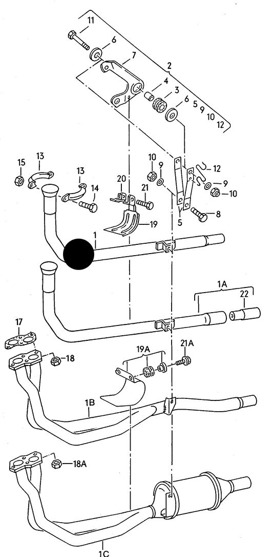 (TEM 1) VW69E Exh Front pipe HZ,ACM / exhaust pipe for vehicles without exhaust- gas treatment system 2G