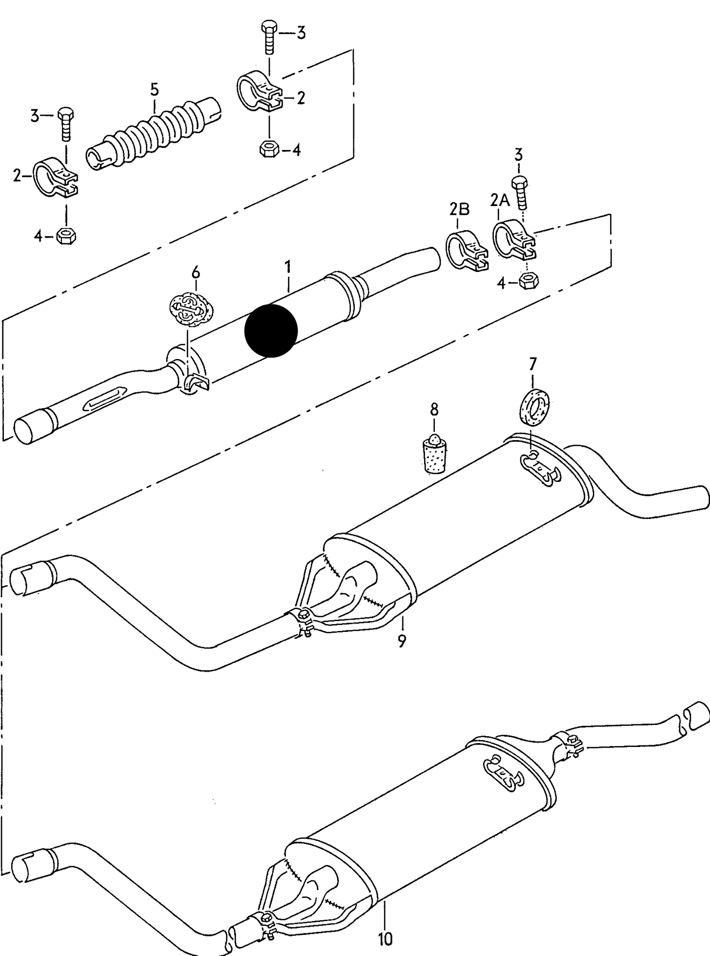 (ITEM 1) VW214G Centre Silencer for models with catalyst 2G,AAU,AAV