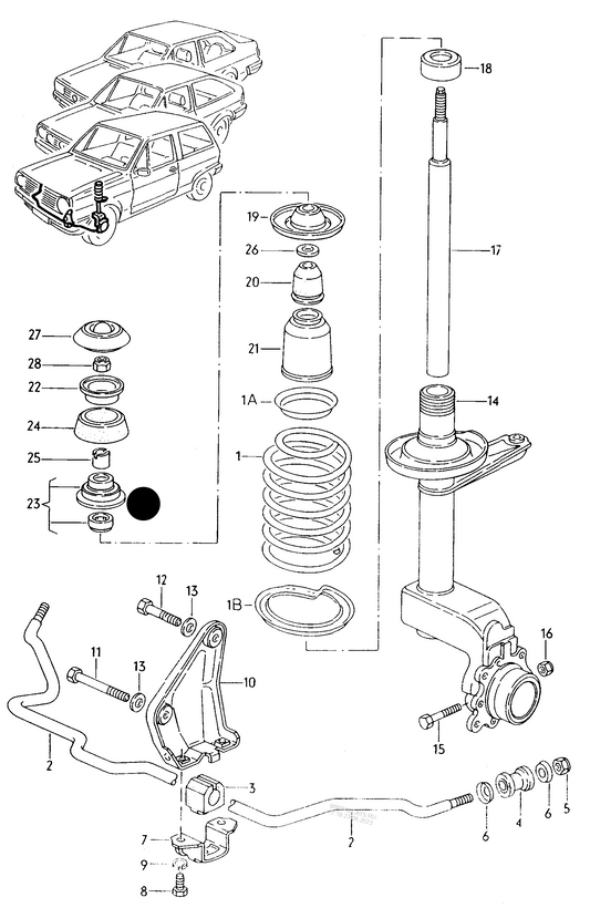 (ITEM 23+) 108559KP1 Front Top Strut Mounting Polo 83>94 all Modified