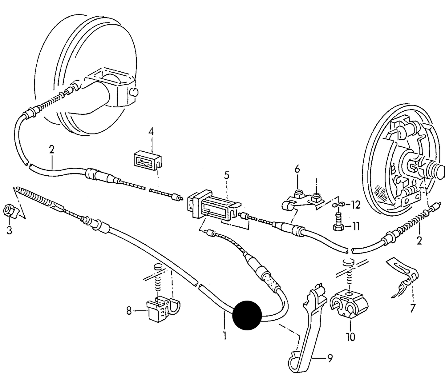 (1) 643460 PAGID Front brake cable 1594mm