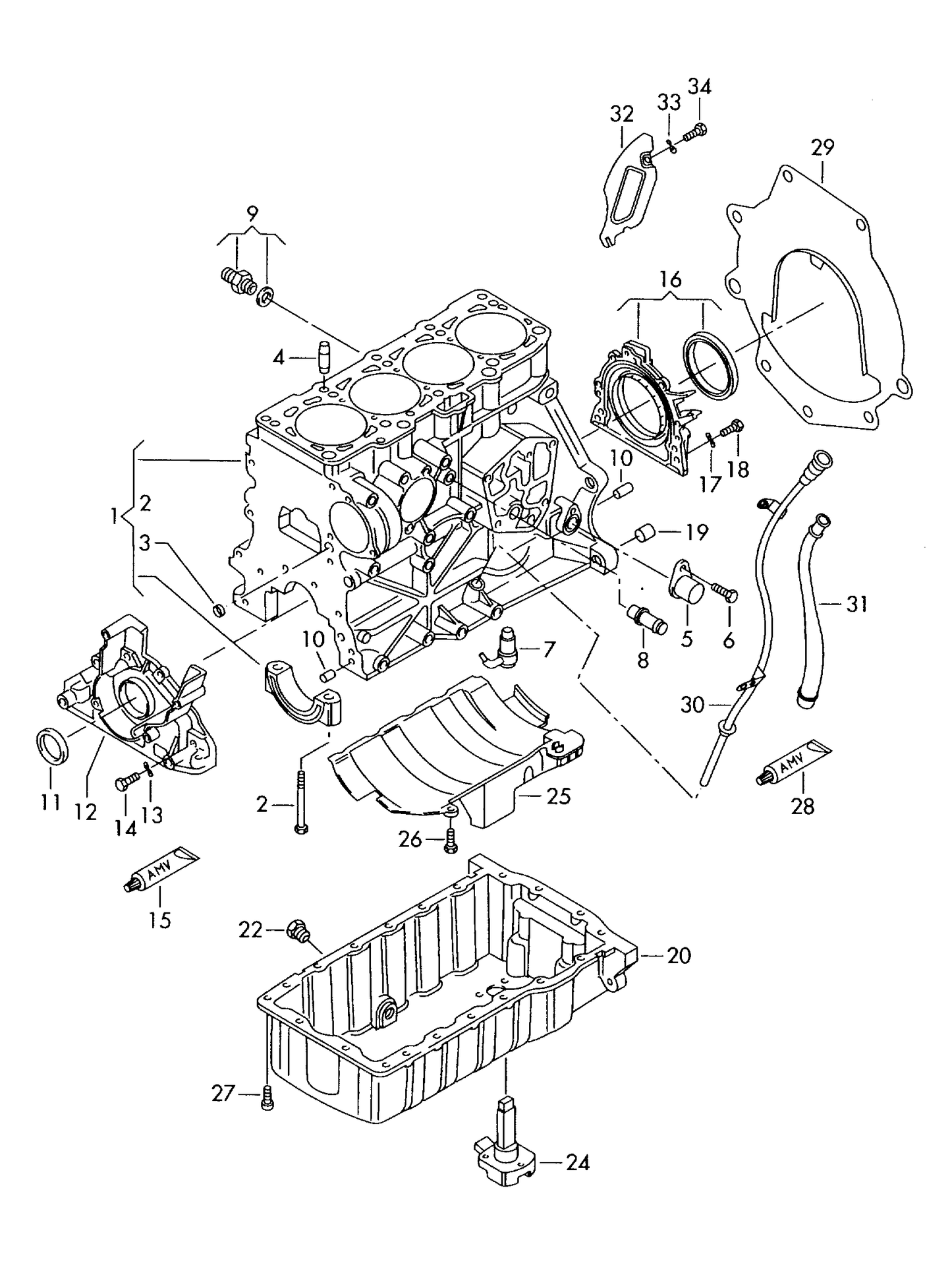 103-010 T5.1 crankcase housing oil sump ventilation for cylinder block 	4-cylinder+ AXA