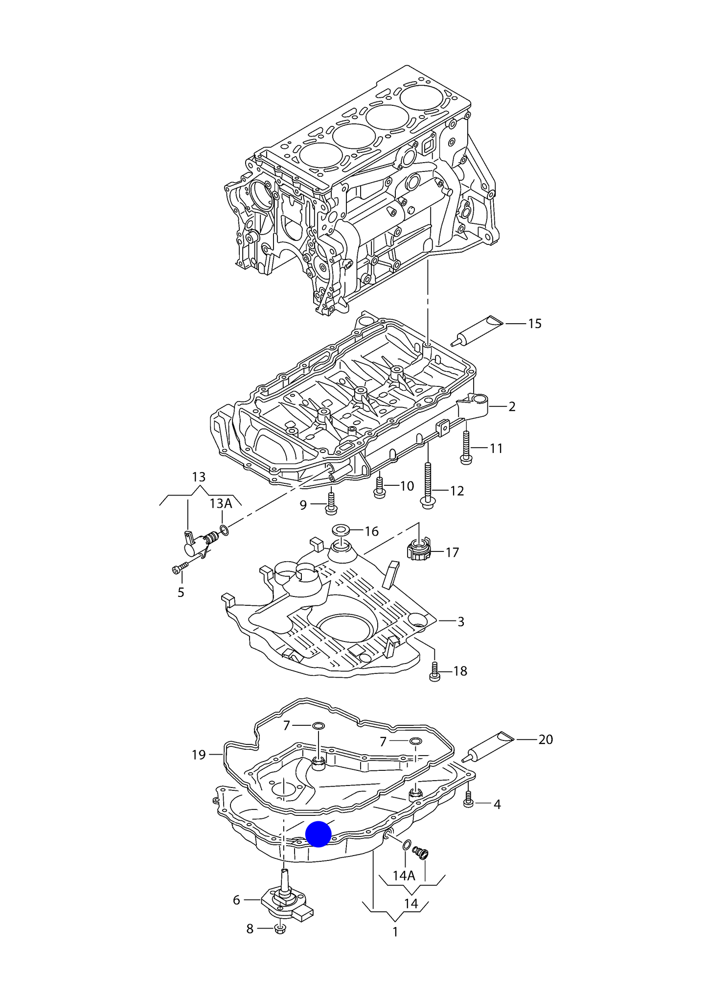 118115 Engine oil sump-Lower 'New Plastic Type' 2.0ltr Petrol eng.+ CHHA,CHHB